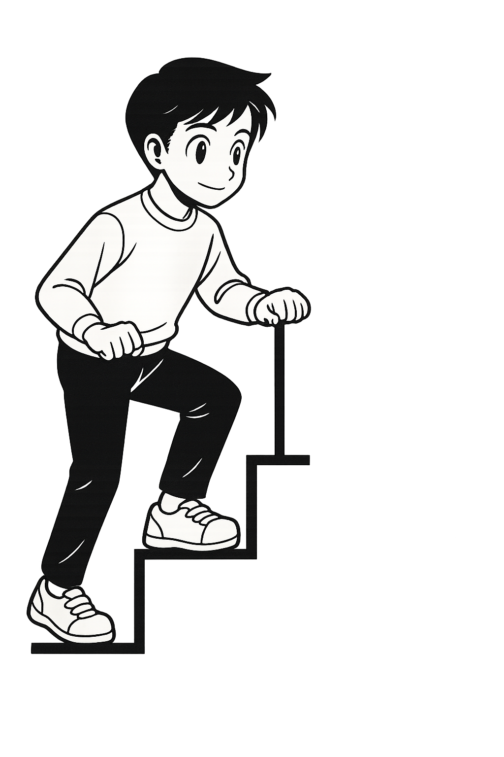 A person climibing strairs