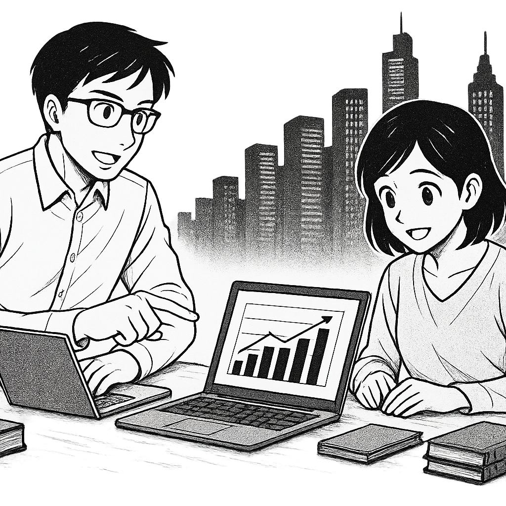 Two analysts collaborating on a data project