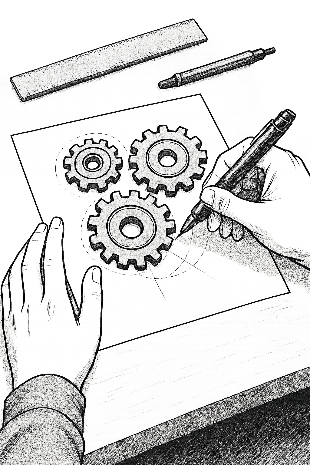 An image showing a hand drawing a schematic